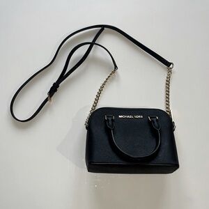 Michael Kors “Cindy” XS Crossbody Purse, Black & Gold